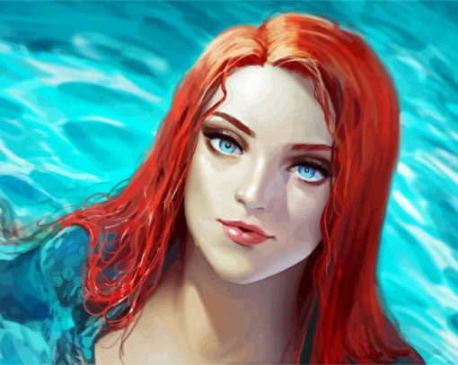 Gorgeous Red Hair Woman In Water paint by numbers