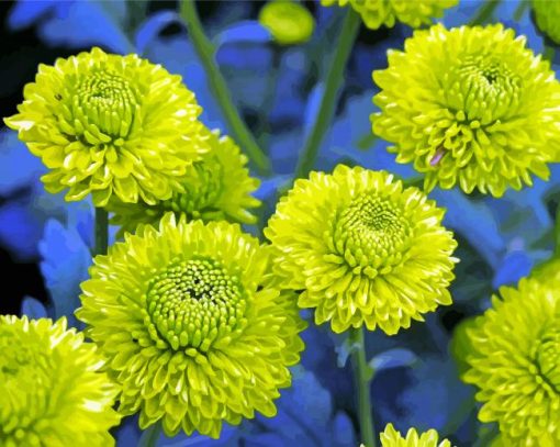 Green Flowers paint by numbers