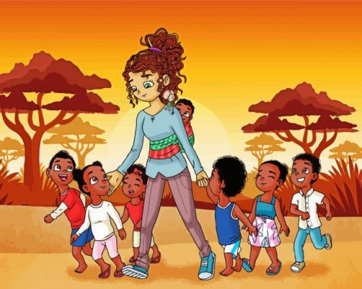 Happy African Children And Girl paint by numbers
