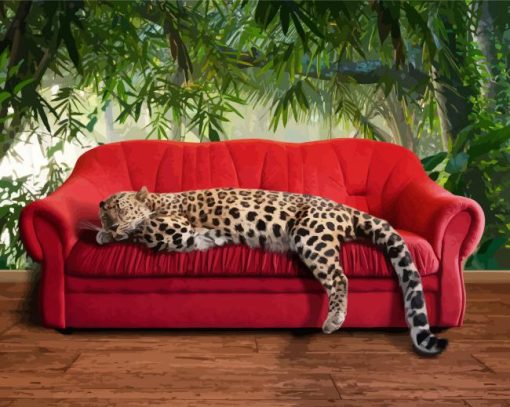 Leopard On Sofa paint by numbers