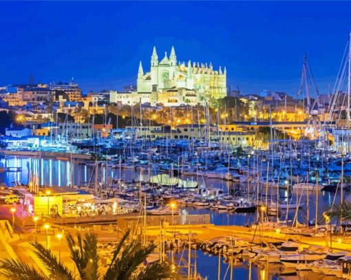 Palma De Mallorca Spain At Night paint by numbers