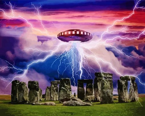 Stone Henge And Spaceship paint by numbers