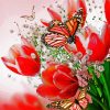 Butterfly On Red Tulips paint by numbers