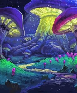 Fantasy Big Purple Mushroom paint by numbers