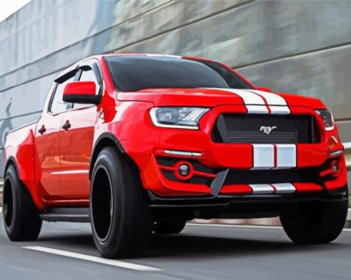 Red Ford Mustang paint by numbers