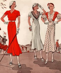 Vintage Ladies Playing Golf paint by numbers