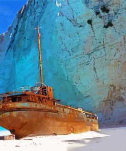 Wrack Ship By Beach paint by numbers