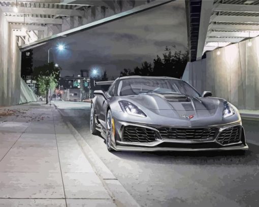 Black Chevrolet Corvette ZR1 Sport Car paint by numbers