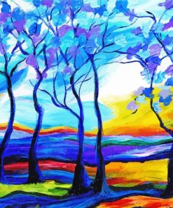 Blue Trees paint by numbers