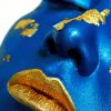 Close Up Blue Gold Woman Face paint by numbers