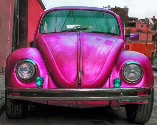 Old Purple Volkswagen Beetle paint by numbers