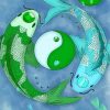 Blue And Green Ying Yang Koi paint by numbers