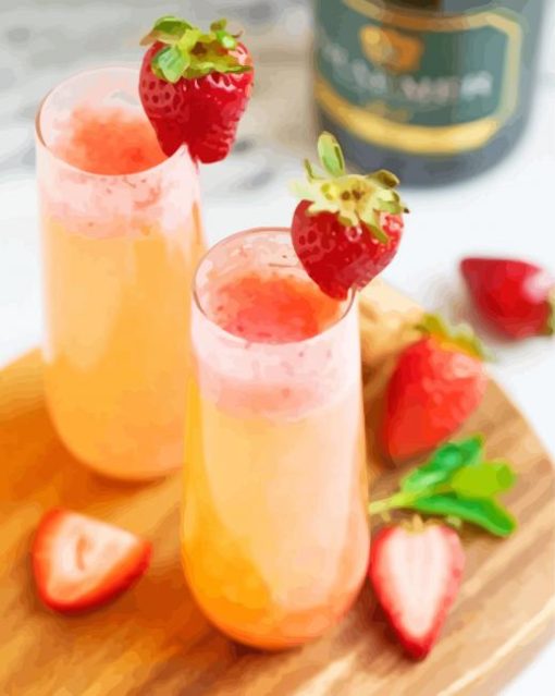 Cool Strawberry Champagne paint by numbers