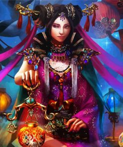 Libra Zodiac Lantern Fantasy Girl paint by numbers