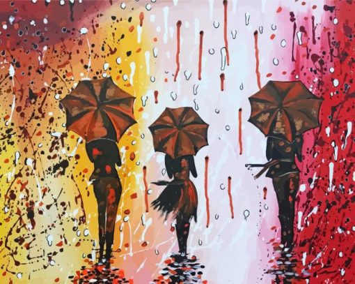 Tree Girls With Umbrellas paint by numbers