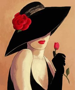 Aesthetic Lady In Flirty Hat Paint By Number