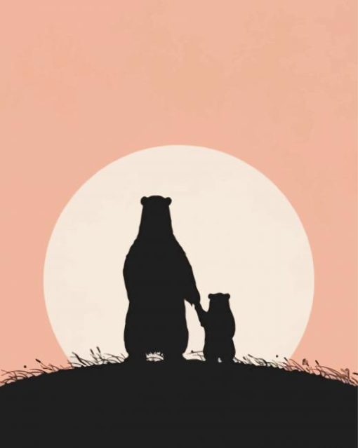 Bear Family Silhouette Paint By Number