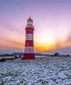 England Plymouth Lighthouse Paint By Number