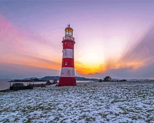 England Plymouth Lighthouse Paint By Number