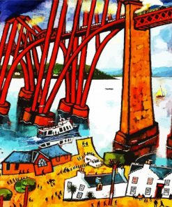 Forth Bridge Art Illustration Paint By Number