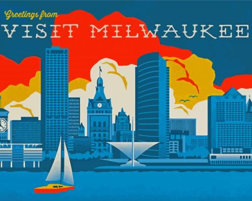 Milwaukee City Travel Poster Paint By Number