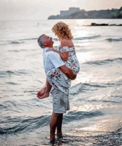 Old Couple By The Sea Paint By Number