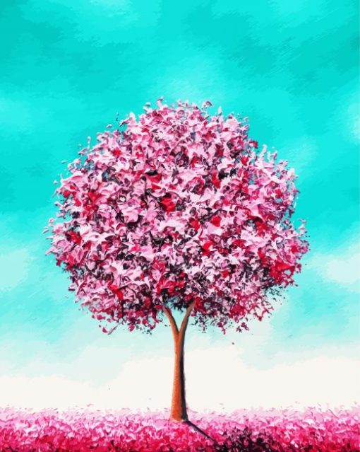 Pink Tree Art Paint By Number