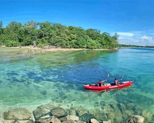 Beach And Canoe Seascape Paint By Number