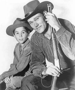 Black And White Chuck Connors And His Son Paint By Number