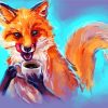 Fox Watercolor Drinking Coffee Paint By Number