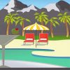 Palm Springs Pool Poster Illustration Paint By Number