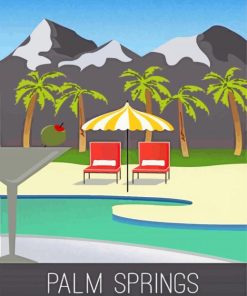 Palm Springs Pool Poster Illustration Paint By Number