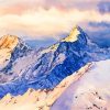 Snowy Watercolor Mountains Paint By Number