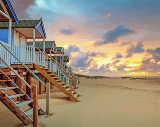 Beach Houses At Sunset Paint By Number